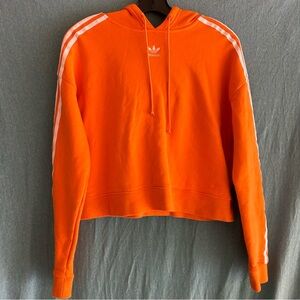 Bright Orange Adidas Cropped Hoodie